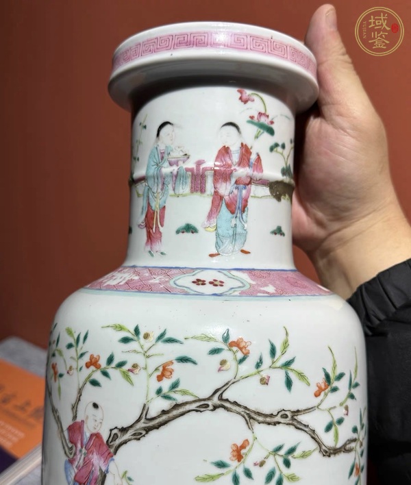 古玩陶瓷人物紋粉彩棒槌瓶真品鑒賞圖