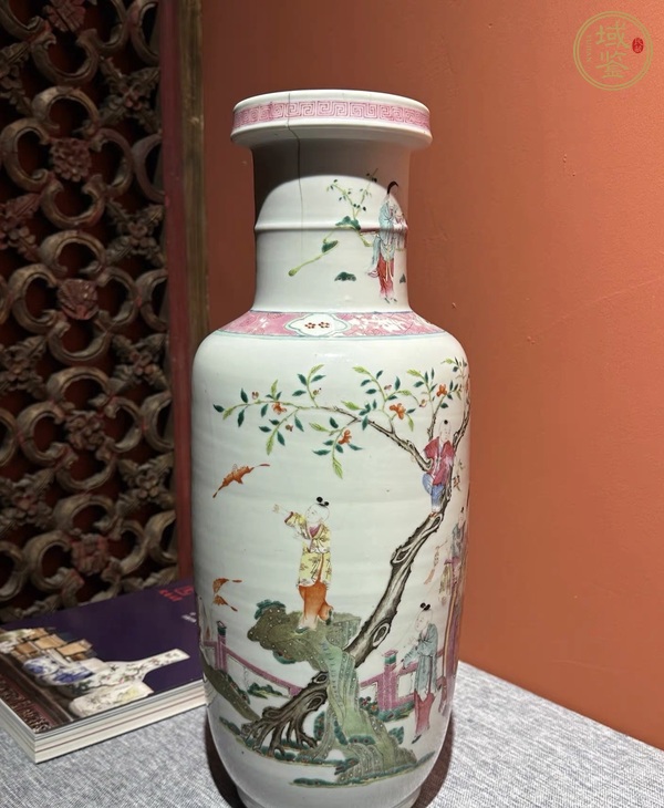 古玩陶瓷人物紋粉彩棒槌瓶真品鑒賞圖