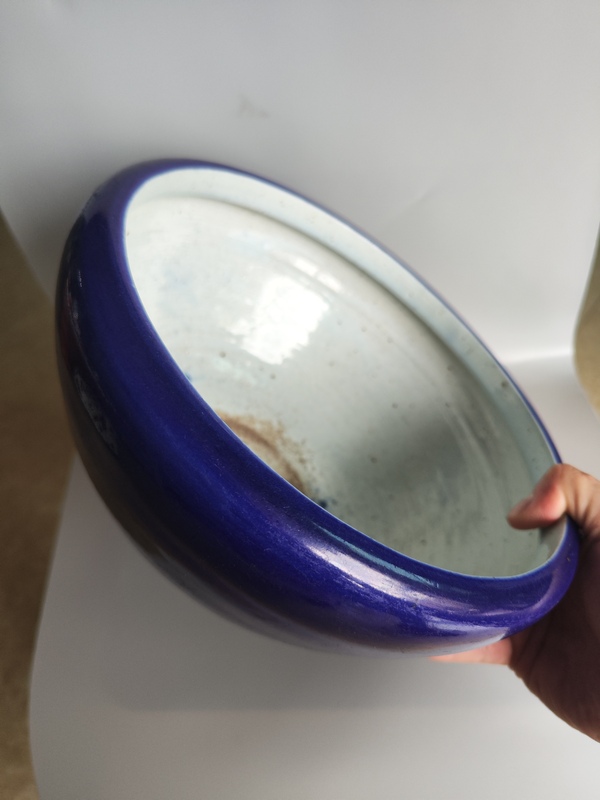 古玩陶瓷清晚期霽藍釉大香爐拍賣，當前價格780元