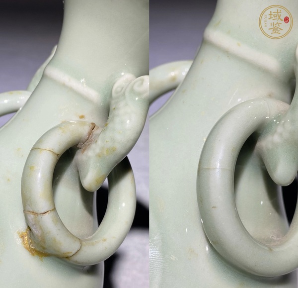 古玩陶瓷青釉雙耳瓶真品鑒賞圖