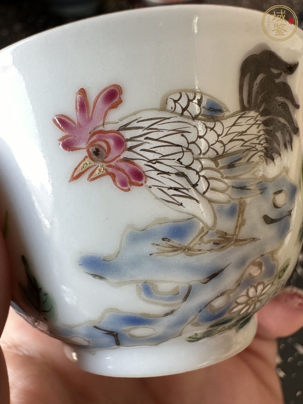 古玩陶瓷粉彩花卉大吉圖杯碟真品鑒賞圖