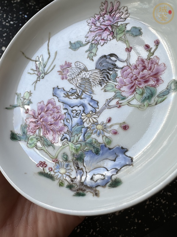 古玩陶瓷粉彩花卉大吉圖杯碟真品鑒賞圖