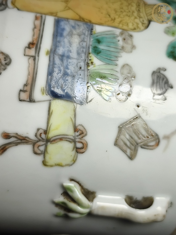 古玩陶瓷淺絳彩詩(shī)文供供圖罐真品鑒賞圖