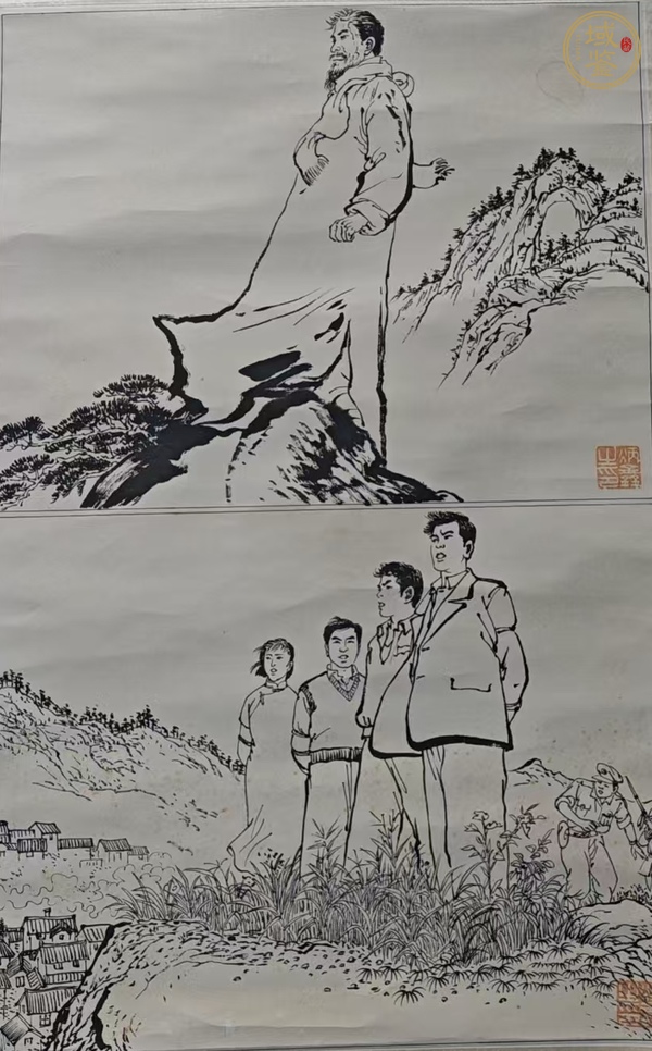古玩字畫(huà)炳鑫款線描連環(huán)畫(huà)稿真品鑒賞圖