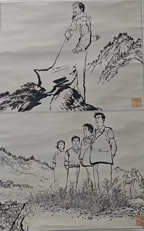 古玩字畫已故中美協(xié)理事連環(huán)畫大師顧炳鑫線描連環(huán)畫稿拍賣，當前價格30000元