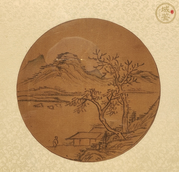 古玩佚名絹本圓光山水真品鑒賞圖