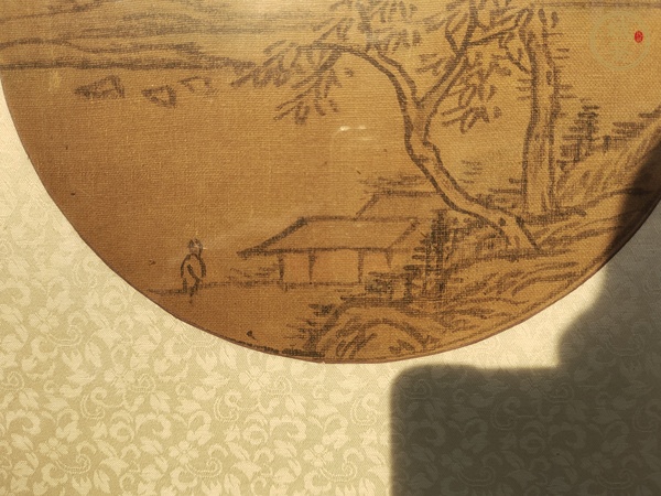 古玩字畫佚名絹本圓光山水真品鑒賞圖