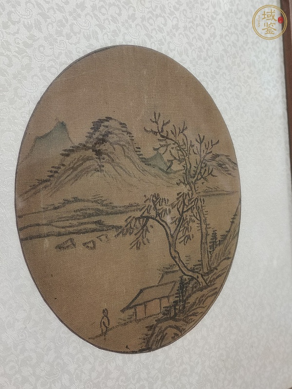 古玩字畫佚名絹本圓光山水真品鑒賞圖