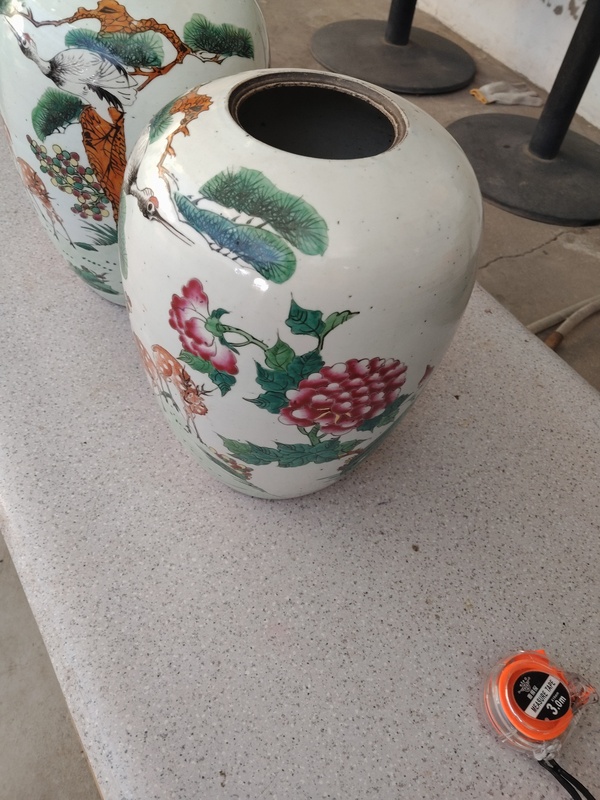 古玩陶瓷粉彩松鶴紋冬瓜罐拍賣，當前價格1499元