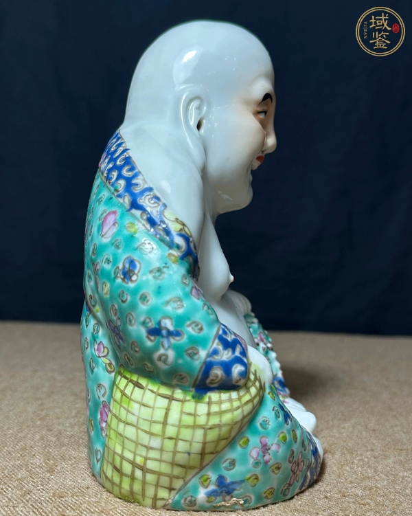 古玩陶瓷粉彩彌勒造像真品鑒賞圖