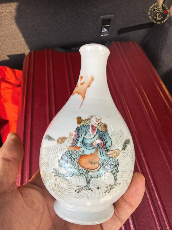 古玩陶瓷劉海戲金蟾粉彩瓶真品鑒賞圖