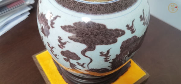 古玩青花釉里紅火焰云龍紋罐真品鑒賞圖