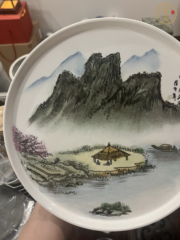 古玩陶瓷山水紋盤(pán)真品鑒賞圖