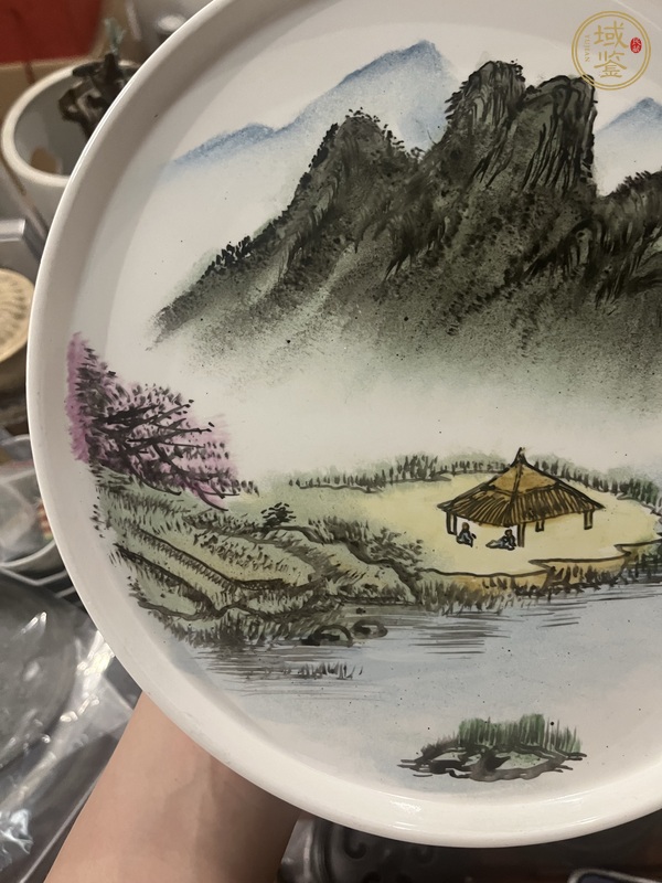 古玩陶瓷山水紋盤(pán)真品鑒賞圖