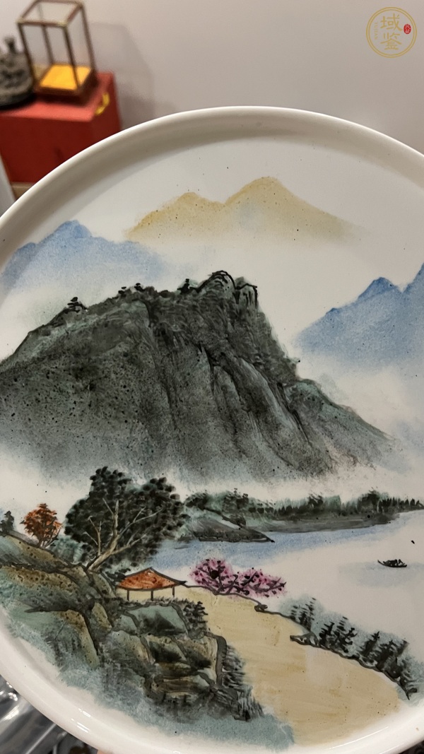 古玩陶瓷山水紋盤真品鑒賞圖