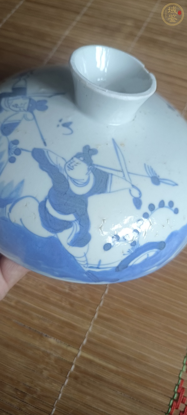 古玩陶瓷刀馬人青花蓋子真品鑒賞圖