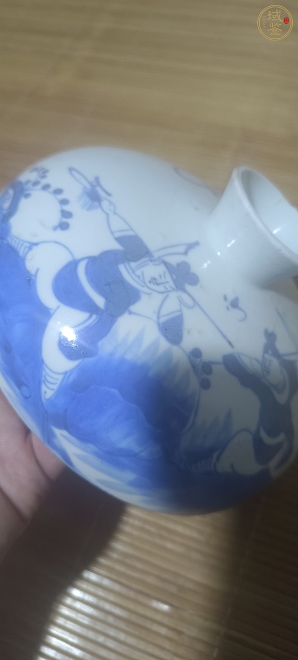 古玩陶瓷刀馬人青花蓋子真品鑒賞圖