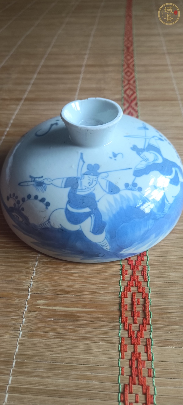 古玩陶瓷刀馬人青花蓋子真品鑒賞圖