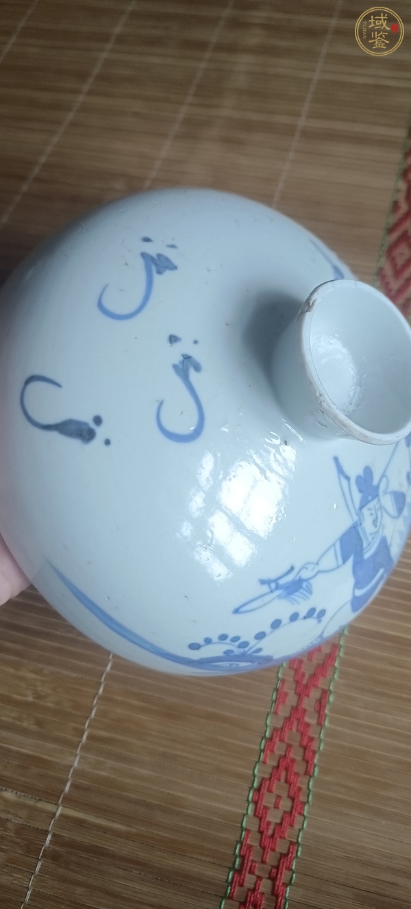 古玩陶瓷刀馬人青花蓋子真品鑒賞圖