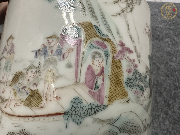 古玩陶瓷人物紋粉彩蓋缸真品鑒賞圖