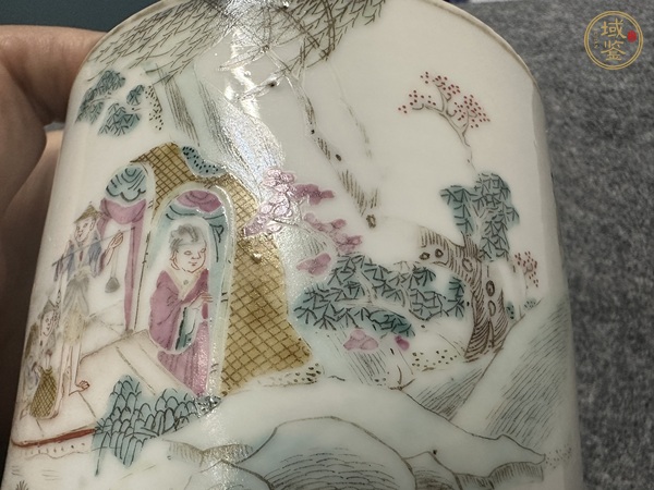 古玩陶瓷人物紋粉彩蓋缸真品鑒賞圖