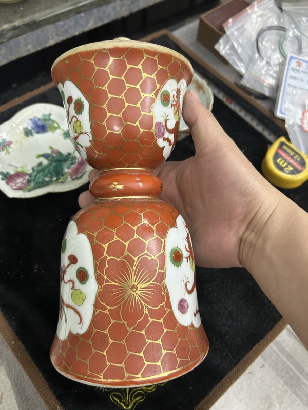 古玩陶瓷民國龍鳳紋描金燈臺拍賣，當(dāng)前價格1500元