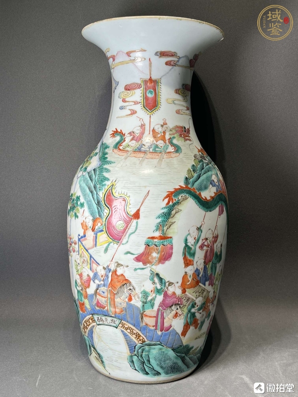 古玩陶瓷清同治 粉彩嬰戲圖觀音瓶真品鑒賞圖
