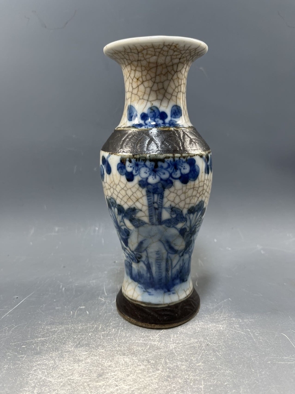 古玩陶瓷【光緒】哥釉青花花鳥(niǎo)紋觀音瓶【傳世佳品】【收藏珍品】拍賣(mài)，當(dāng)前價(jià)格0元
