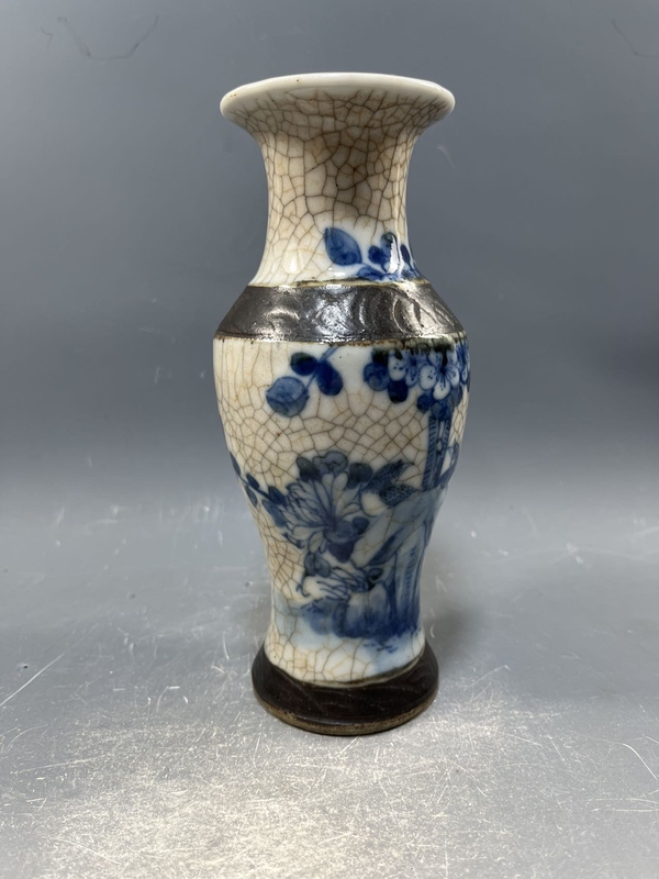 古玩陶瓷【光緒】哥釉青花花鳥(niǎo)紋觀音瓶【傳世佳品】【收藏珍品】拍賣(mài)，當(dāng)前價(jià)格0元