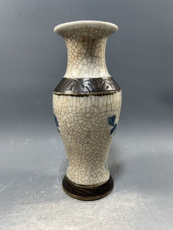 古玩陶瓷【光緒】哥釉青花花鳥(niǎo)紋觀音瓶【傳世佳品】【收藏珍品】拍賣(mài)，當(dāng)前價(jià)格0元