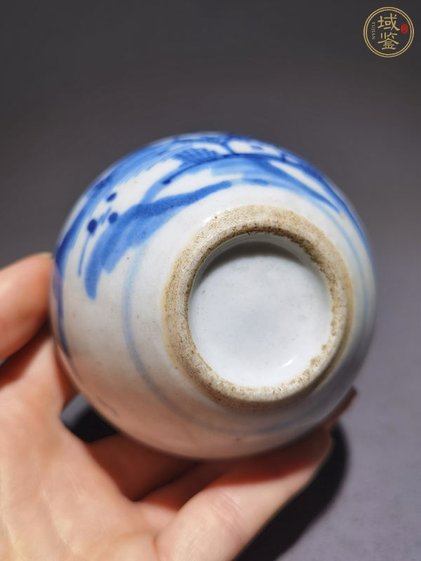 古玩陶瓷青花山水人物小案缸真品鑒賞圖