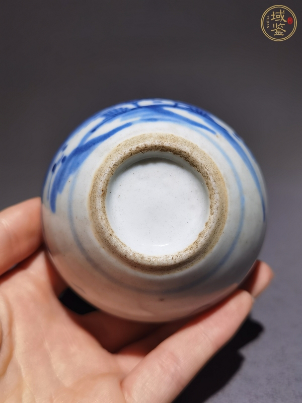古玩陶瓷青花山水人物小案缸真品鑒賞圖