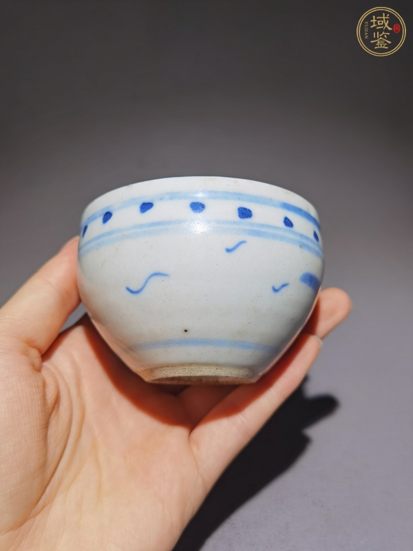 古玩陶瓷青花山水人物小案缸真品鑒賞圖