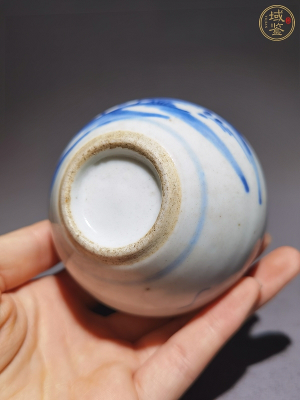 古玩陶瓷青花山水人物小案缸真品鑒賞圖