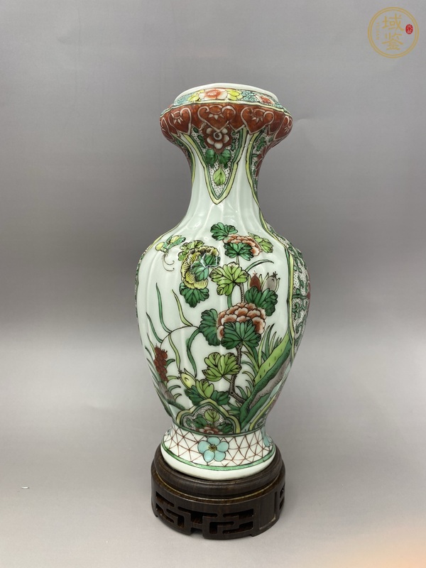古玩陶瓷五彩花卉紋洗口瓶真品鑒賞圖
