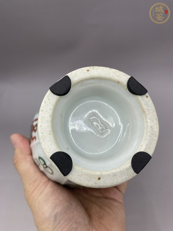 古玩陶瓷五彩花卉紋洗口瓶真品鑒賞圖