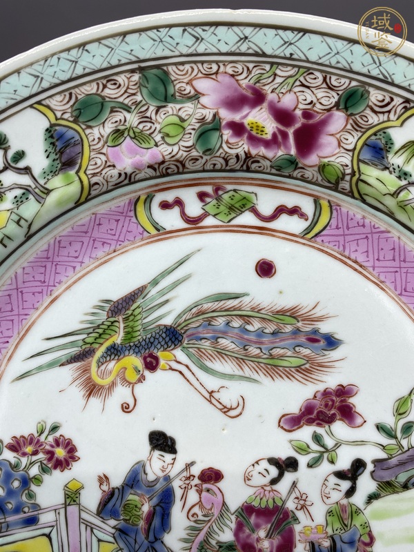 古玩陶瓷粉彩引鳳紋盤真品鑒賞圖