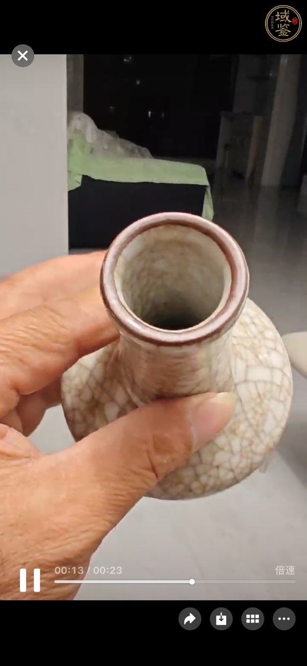 古玩陶瓷哥釉荸薺瓶真品鑒賞圖