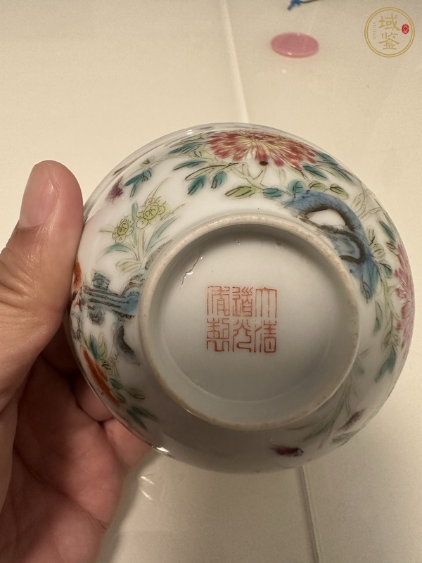 古玩陶瓷花鳥(niǎo)紋粉彩小碗真品鑒賞圖
