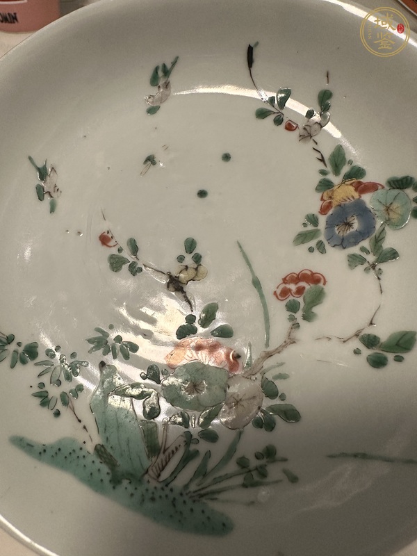 古玩陶瓷花鳥紋五彩盤真品鑒賞圖