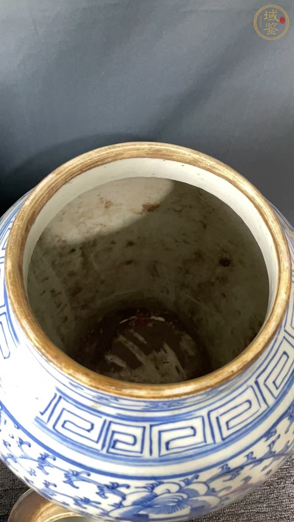 古玩陶瓷青花淡描花卉紋喜字罐真品鑒賞圖