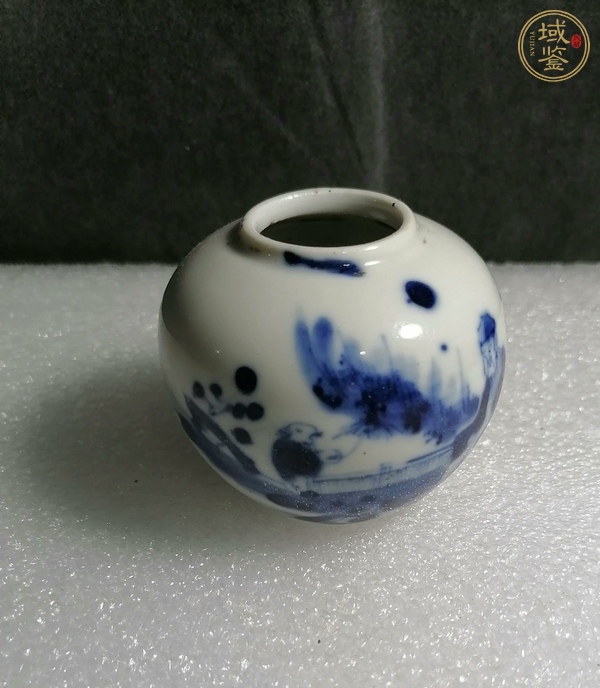古玩陶瓷青花人物紋水盂真品鑒賞圖