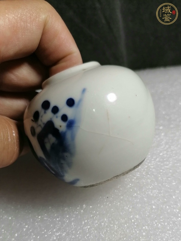 古玩陶瓷青花人物紋水盂真品鑒賞圖