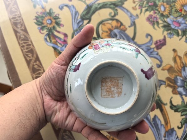 古玩陶瓷三星高照圖粉彩碗真品鑒賞圖