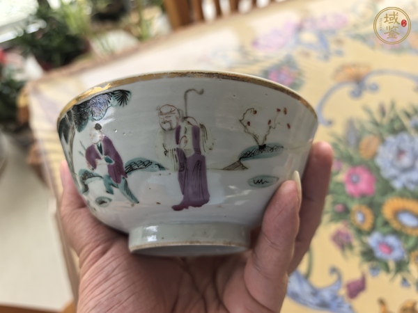 古玩陶瓷三星高照圖粉彩碗真品鑒賞圖