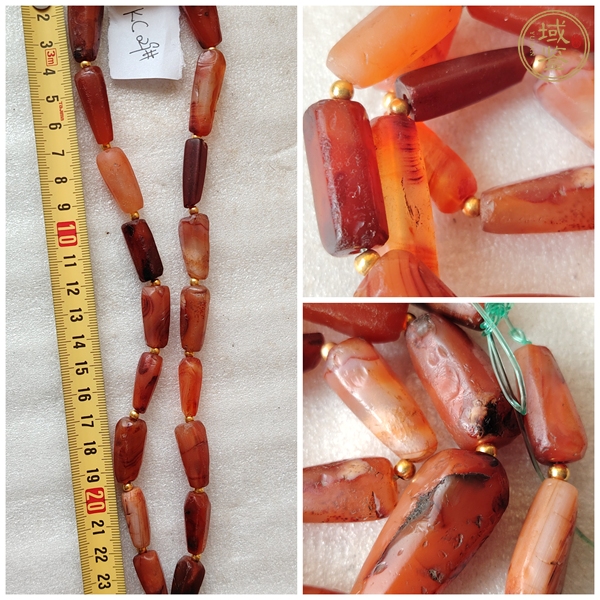 古玩玉器紅瑪瑙多棱珠串真品鑒賞圖