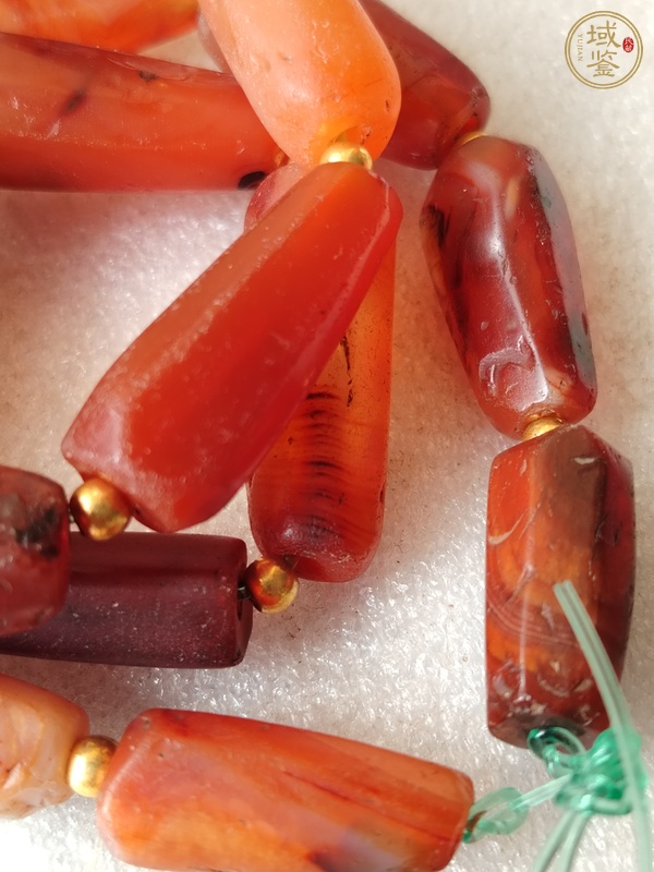 古玩玉器紅瑪瑙多棱珠串真品鑒賞圖