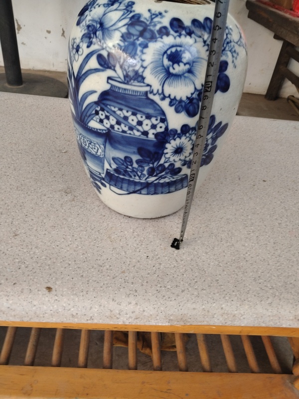 古玩陶瓷青花博古花卉紋冬瓜罐拍賣，當前價格1566元