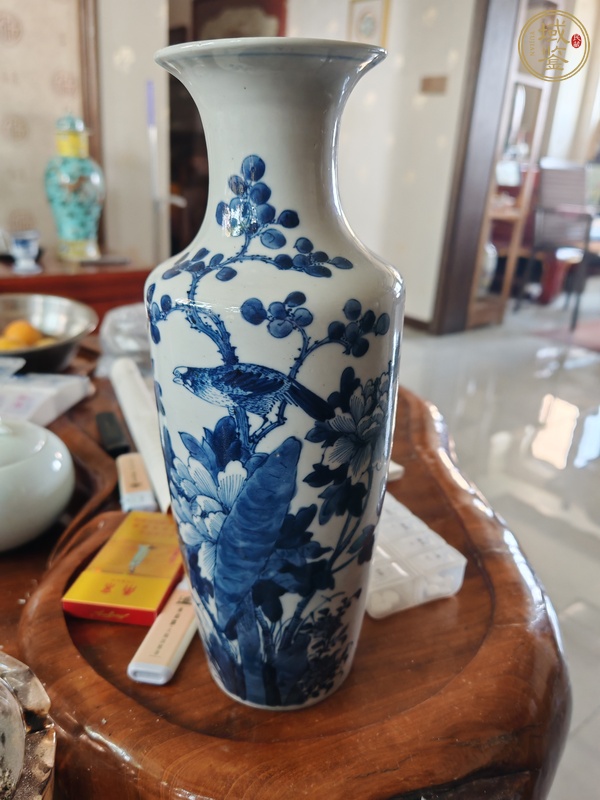古玩陶瓷青花花鳥紋撇口瓶真品鑒賞圖