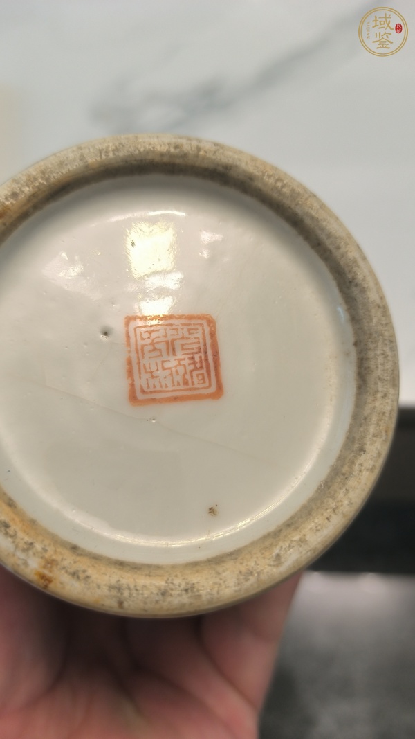古玩陶瓷淺絳花鳥紋筆筒真品鑒賞圖